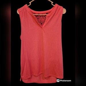 Pink sleeveless tank top lace back xl